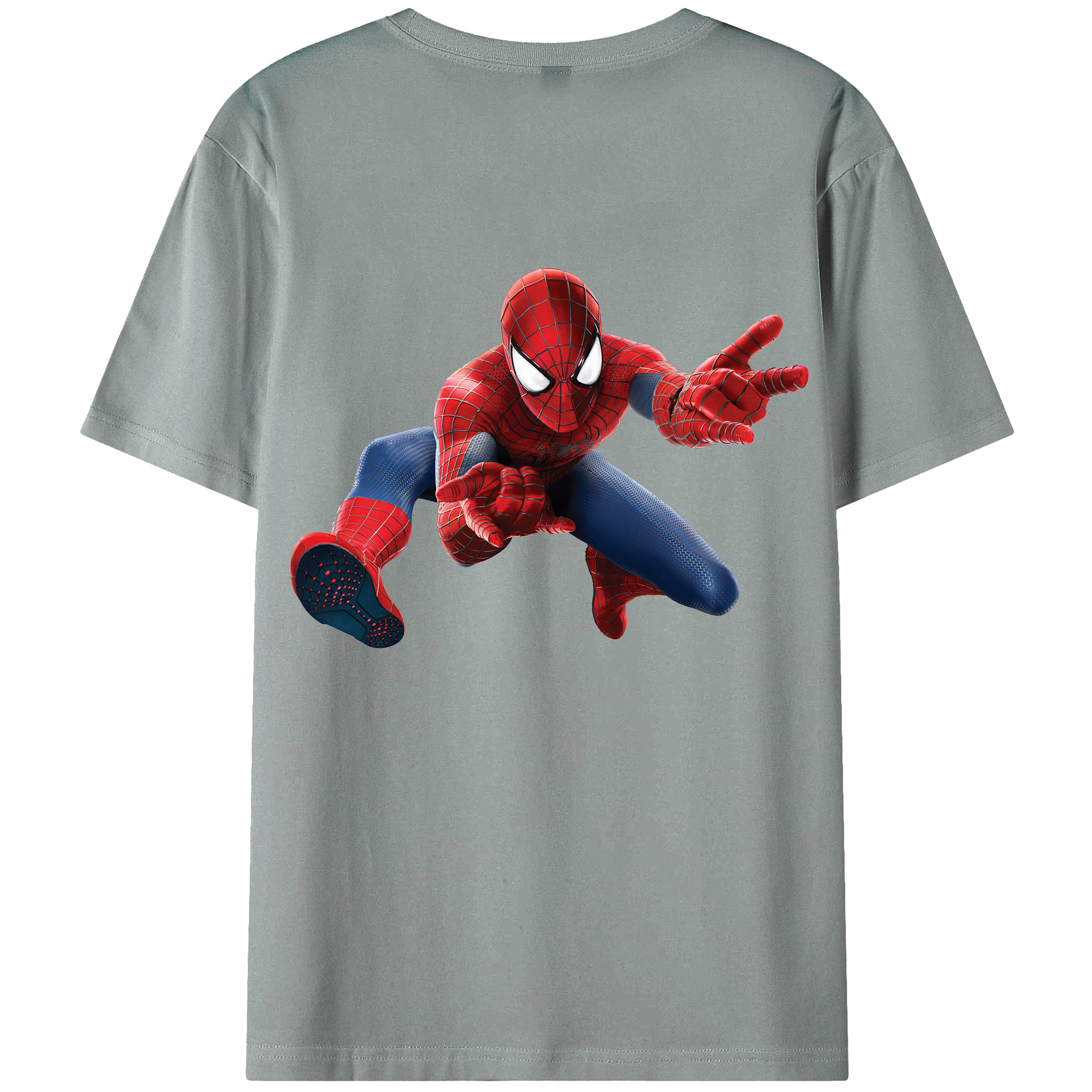 （画像用） Spider Man スパイダーマン 綿100％ メンズ半袖Tシャツ（バックプリント） 通気性